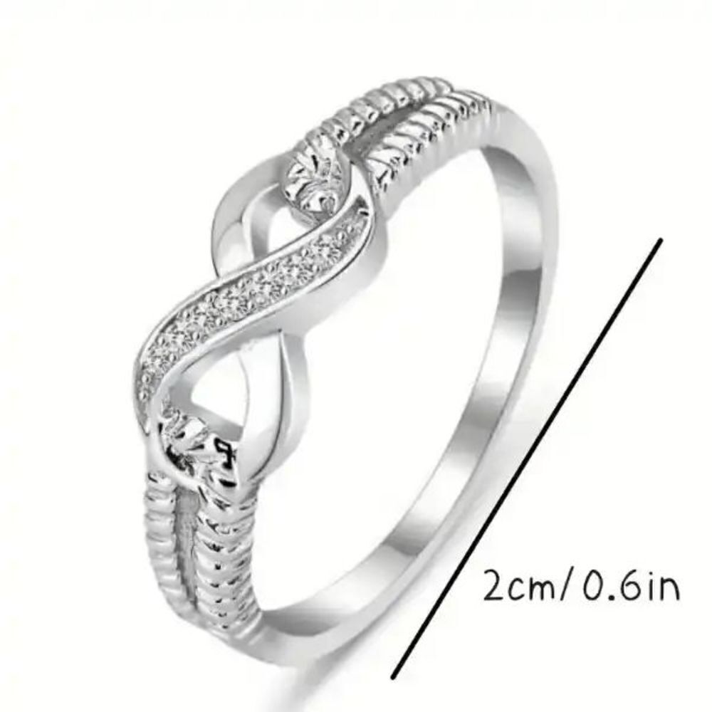 Infinity Silver Plated Diamond Ring - Picture 4 of 5